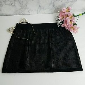 mini forever 21 black sequence skirt AA12]